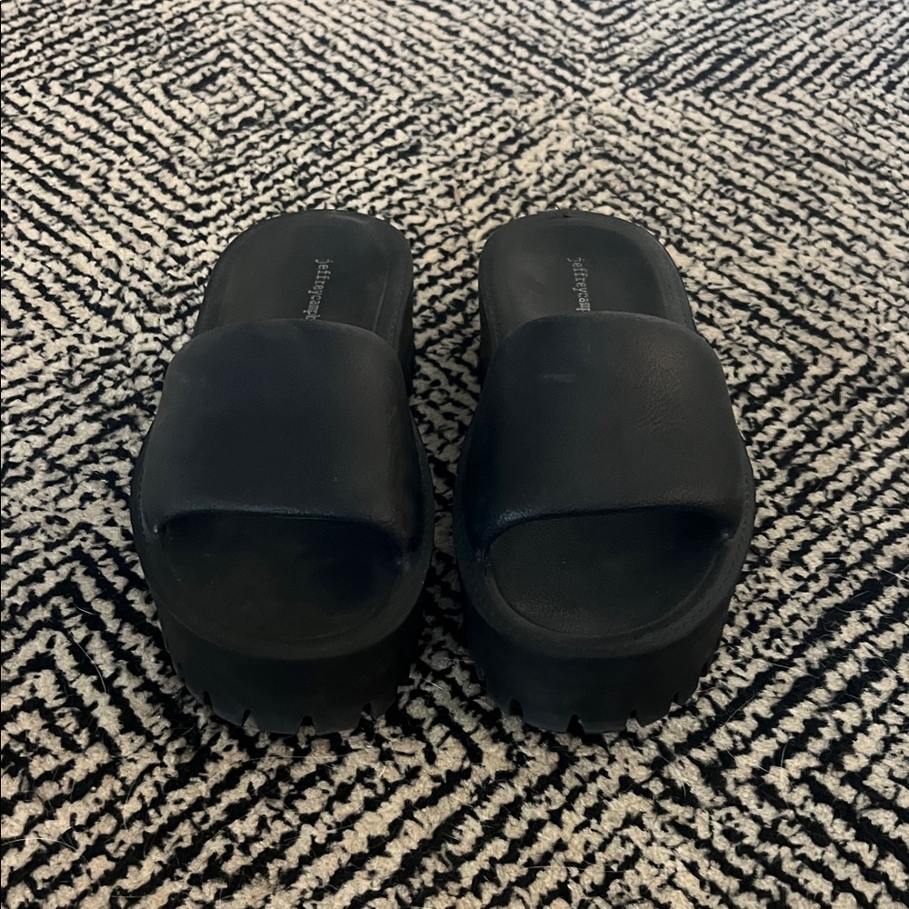 Jeffrey Campbell Black Platform Slide Sandals